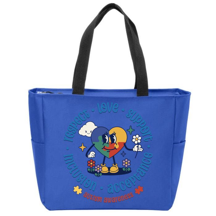 Respect Love Support Autism Awareness Month Gift Zip Tote Bag