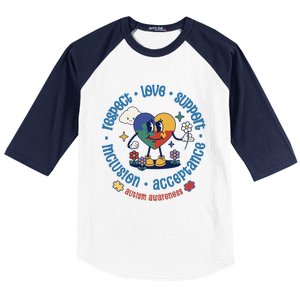 Respect Love Support Autism Awareness Month Gift Baseball Sleeve Shirt