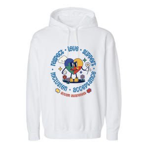 Respect Love Support Autism Awareness Month Gift Garment-Dyed Fleece Hoodie