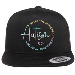 Respect Love Support Autism Awareness Month Flat Bill Trucker Hat