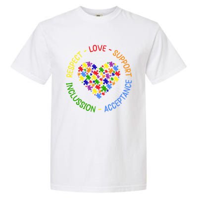 Respect Love Support Autism Awareness Autism Gift Garment-Dyed Heavyweight T-Shirt