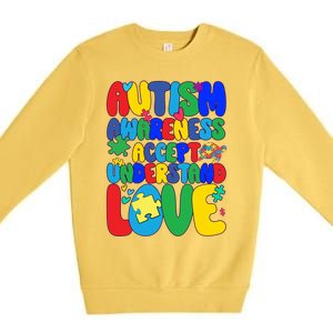 Respect Love Support Autism Awareness Month Funny Gift Premium Crewneck Sweatshirt