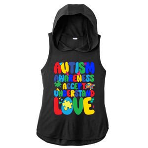 Respect Love Support Autism Awareness Month Funny Gift Ladies PosiCharge Tri-Blend Wicking Draft Hoodie Tank