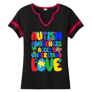 Respect Love Support Autism Awareness Month Funny Gift Ladies Halftime Notch Neck Tee