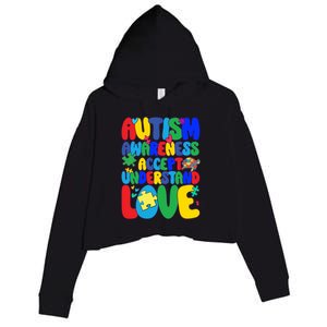 Respect Love Support Autism Awareness Month Funny Gift Crop Fleece Hoodie