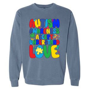 Respect Love Support Autism Awareness Month Funny Gift Garment-Dyed Sweatshirt