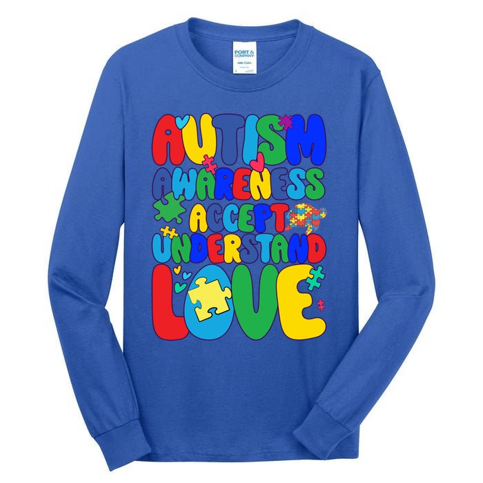 Respect Love Support Autism Awareness Month Funny Gift Tall Long Sleeve T-Shirt