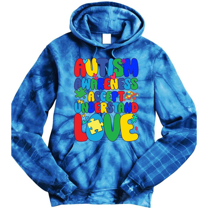 Respect Love Support Autism Awareness Month Funny Gift Tie Dye Hoodie