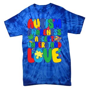 Respect Love Support Autism Awareness Month Funny Gift Tie-Dye T-Shirt