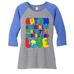 Respect Love Support Autism Awareness Month Funny Gift Women's Tri-Blend 3/4-Sleeve Raglan Shirt