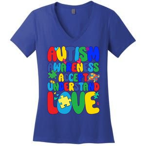 Respect Love Support Autism Awareness Month Funny Gift Women's V-Neck T-Shirt