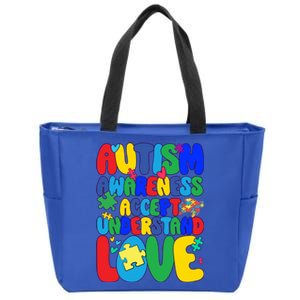 Respect Love Support Autism Awareness Month Funny Gift Zip Tote Bag