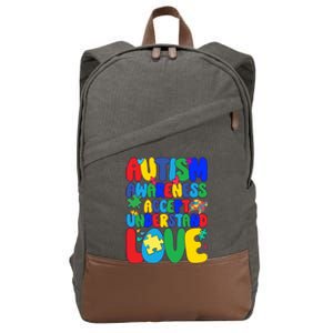 Respect Love Support Autism Awareness Month Funny Gift Cotton Canvas Backpack