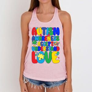 Respect Love Support Autism Awareness Month Funny Gift Women's Knotted Racerback Tank