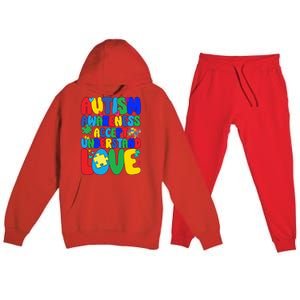 Respect Love Support Autism Awareness Month Funny Gift Premium Hooded Sweatsuit Set