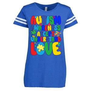 Respect Love Support Autism Awareness Month Funny Gift Enza Ladies Jersey Football T-Shirt