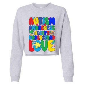 Respect Love Support Autism Awareness Month Funny Gift Cropped Pullover Crew