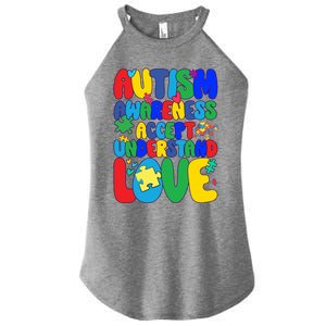 Respect Love Support Autism Awareness Month Funny Gift Women's Perfect Tri Rocker Tank