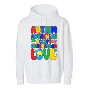 Respect Love Support Autism Awareness Month Funny Gift Garment-Dyed Fleece Hoodie