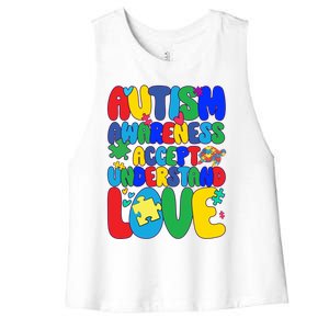 Respect Love Support Autism Awareness Month Funny Gift Women's Racerback Cropped Tank