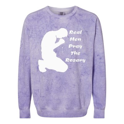 Real Like To Pray The Rosary Kneeling Man Colorblast Crewneck Sweatshirt