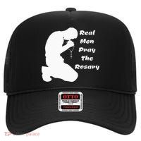 Real Like To Pray The Rosary Kneeling Man High Crown Mesh Back Trucker Hat