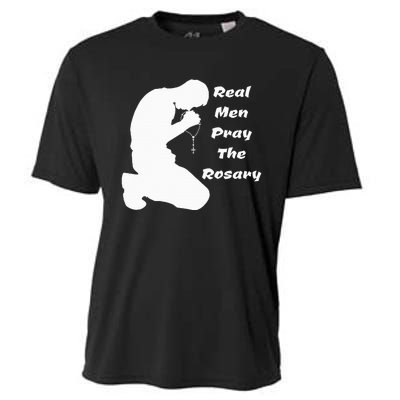 Real Like To Pray The Rosary Kneeling Man Cooling Performance Crew T-Shirt