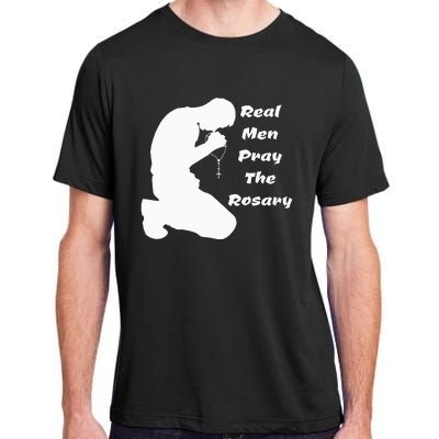 Real Like To Pray The Rosary Kneeling Man Adult ChromaSoft Performance T-Shirt