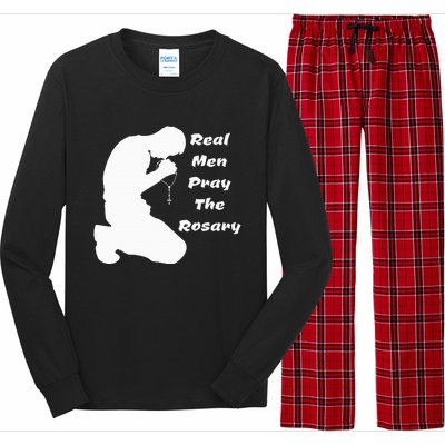 Real Like To Pray The Rosary Kneeling Man Long Sleeve Pajama Set