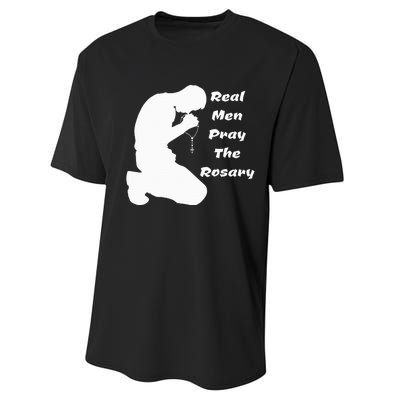 Real Like To Pray The Rosary Kneeling Man Performance Sprint T-Shirt