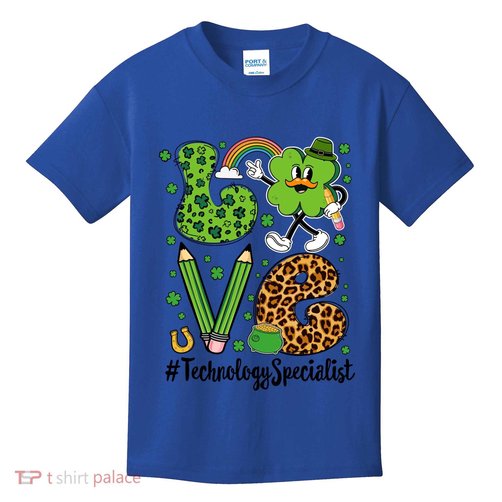 Retro Love Technology Specialist St Patricks Day Lucky Gift Kids T-Shirt