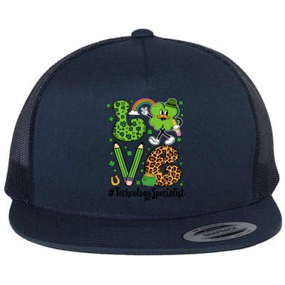 Retro Love Technology Specialist St Patricks Day Lucky Gift Flat Bill Trucker Hat