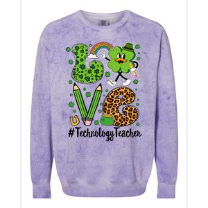 Retro Love Technology Teacher St Patricks Day Lucky Gift Colorblast Crewneck Sweatshirt