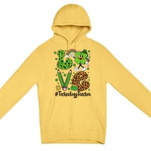 Retro Love Technology Teacher St Patricks Day Lucky Gift Premium Pullover Hoodie