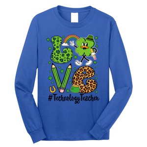 Retro Love Technology Teacher St Patricks Day Lucky Gift Long Sleeve Shirt