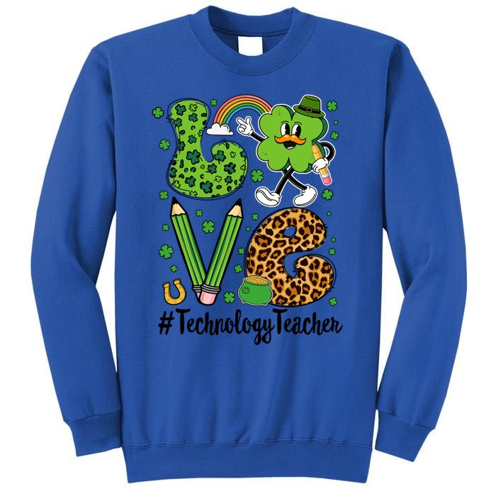 Retro Love Technology Teacher St Patricks Day Lucky Gift Sweatshirt