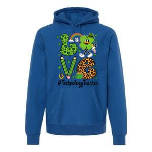 Retro Love Technology Teacher St Patricks Day Lucky Gift Premium Hoodie