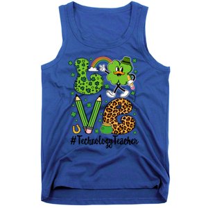 Retro Love Technology Teacher St Patricks Day Lucky Gift Tank Top