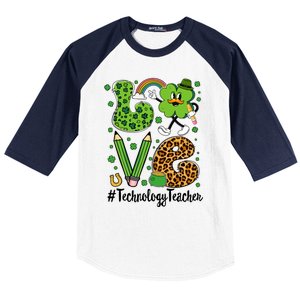 Retro Love Technology Teacher St Patricks Day Lucky Gift Baseball Sleeve Shirt