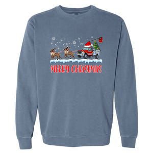 Reindeer Line Truck Christmas Merry Xmas Electrician Cute Gift Garment-Dyed Sweatshirt