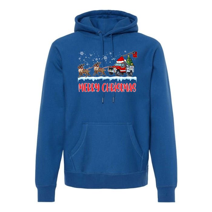 Reindeer Line Truck Christmas Merry Xmas Electrician Cute Gift Premium Hoodie