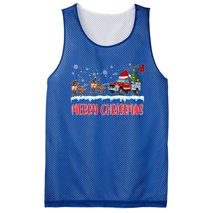 Reindeer Line Truck Christmas Merry Xmas Electrician Cute Gift Mesh Reversible Basketball Jersey Tank