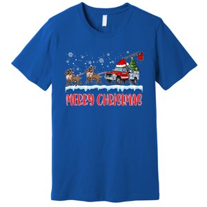 Reindeer Line Truck Christmas Merry Xmas Electrician Cute Gift Premium T-Shirt