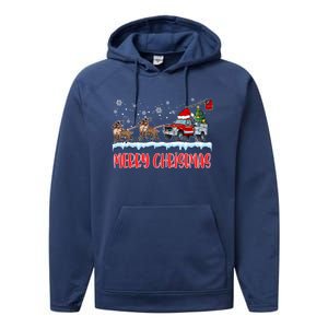 Reindeer Line Truck Christmas Merry Xmas Electrician Cute Gift Performance Fleece Hoodie