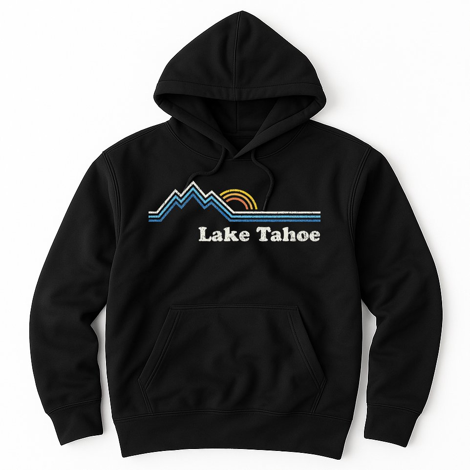Retro Lake Tahoe California Vintage Sunrise Mountain Hoodie