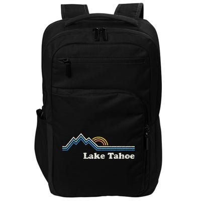 Retro Lake Tahoe California Vintage Sunrise Mountain Impact Tech Backpack