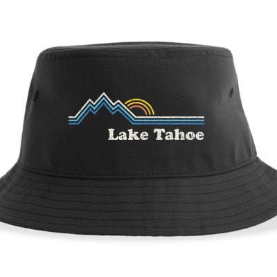 Retro Lake Tahoe California Vintage Sunrise Mountain Sustainable Bucket Hat