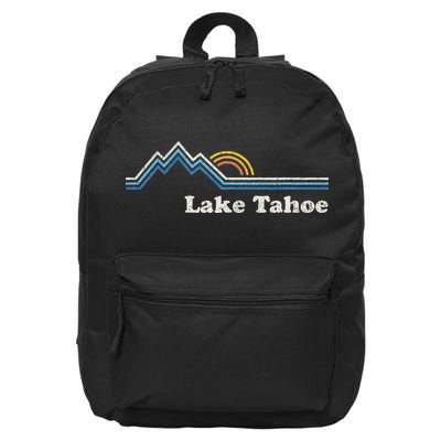 Retro Lake Tahoe California Vintage Sunrise Mountain 16 in Basic Backpack