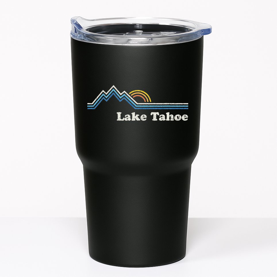 Retro Lake Tahoe California Vintage Sunrise Mountain Tumbler