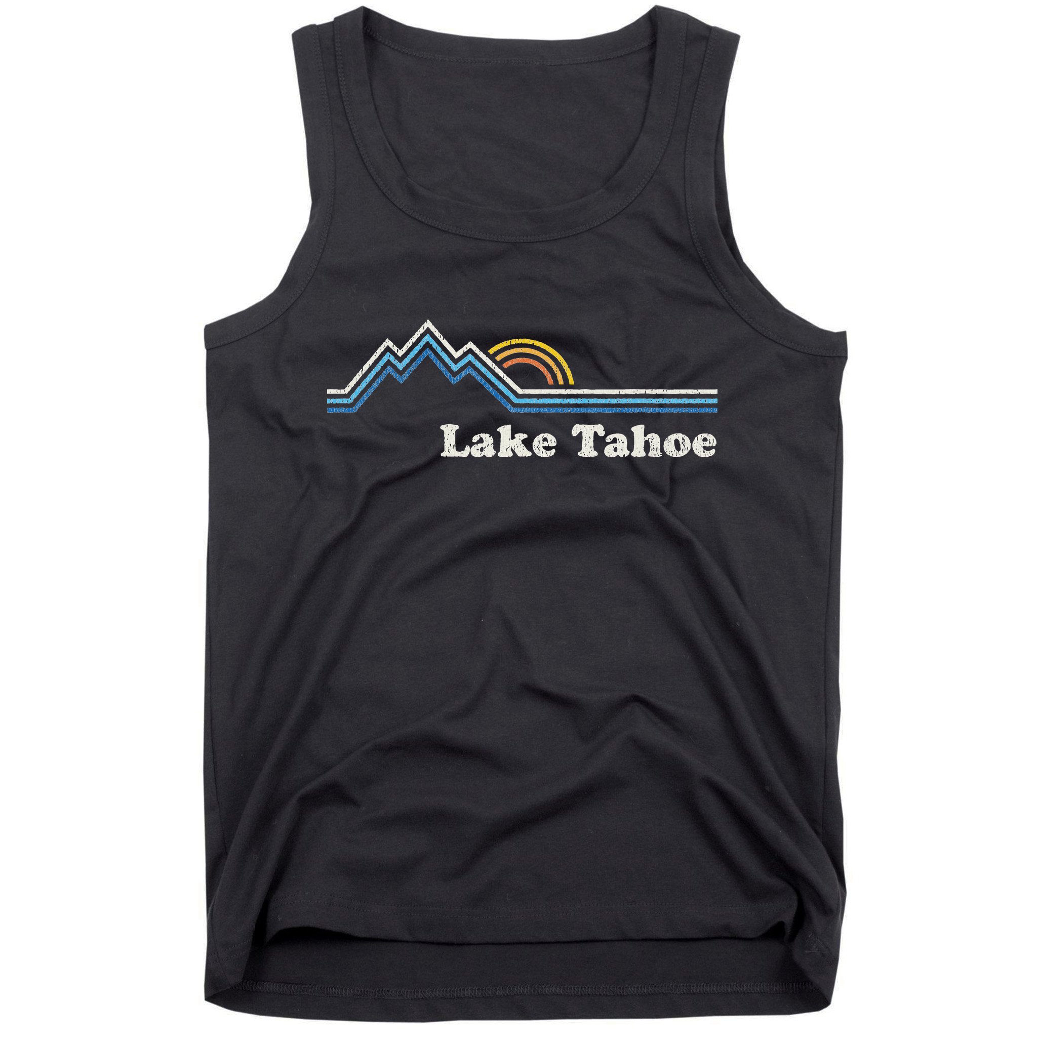 Retro Lake Tahoe California Vintage Sunrise Mountain Tank Top